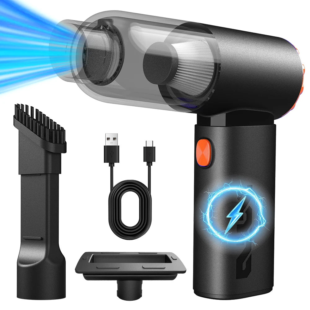 Mini Car Vacuum Cleaner 20000Pa, 130,000RPM Brushless Motor, 4000mAh Battery, Dual Nozzles for Car/Home/Keyboard & Vacuum Storag